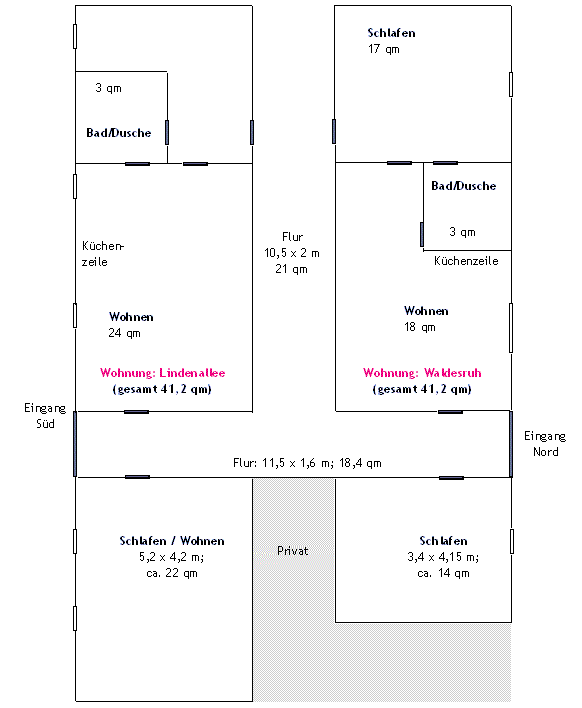Grundriss der Ferienwohnungen